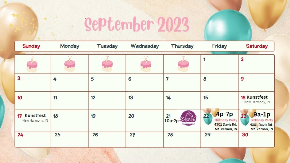 September Calendar - Arrowhead Boutique