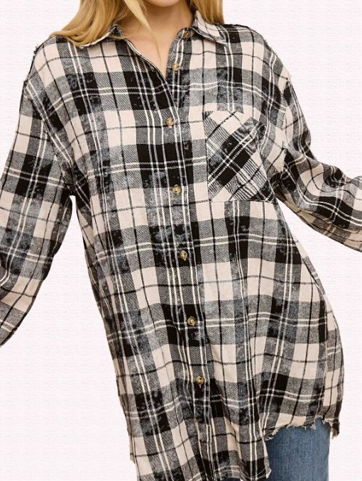 Black Acid Washed Plaid - Arrowhead Boutique