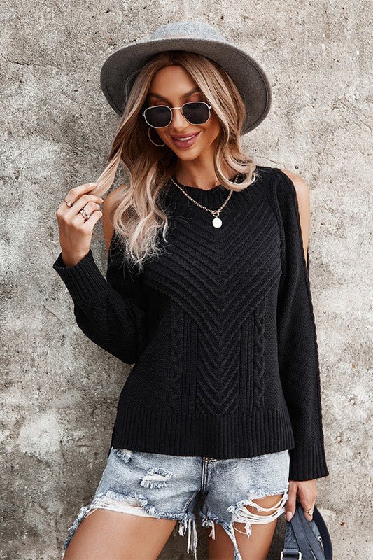 Cold Shoulder Sweater - Arrowhead Boutique