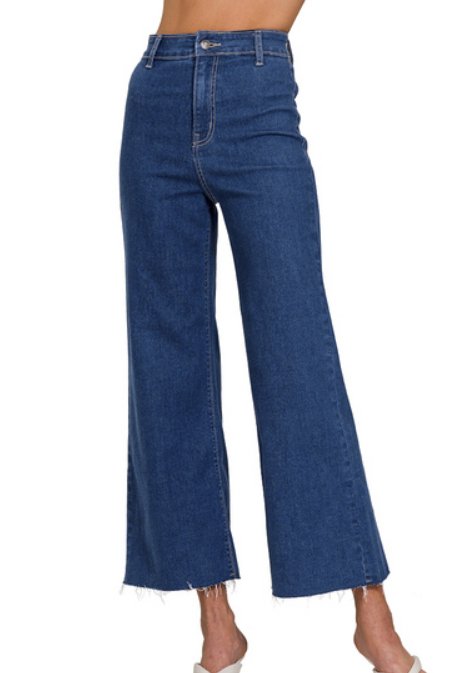 Crop Wide Leg Denim Pants - Arrowhead Boutique