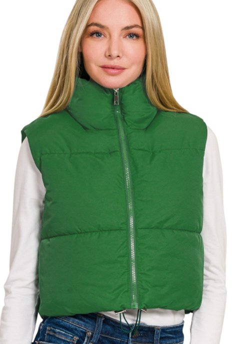 Cropped Puffer Vest - Arrowhead Boutique