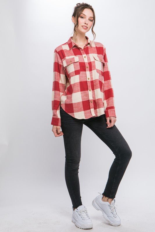 Red Plaid Button Down - Arrowhead Boutique