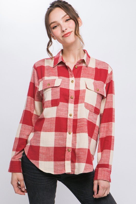 Red Plaid Button Down - Arrowhead Boutique