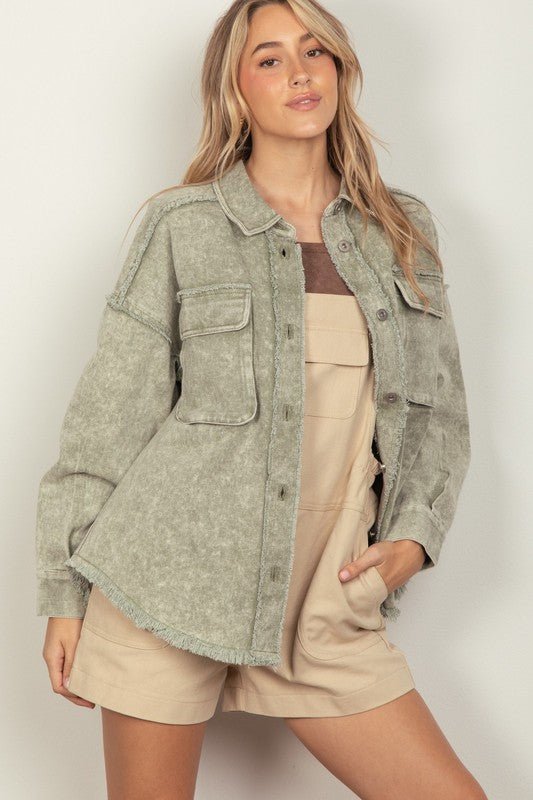 Sage Oversized Denim Jacket - Arrowhead Boutique