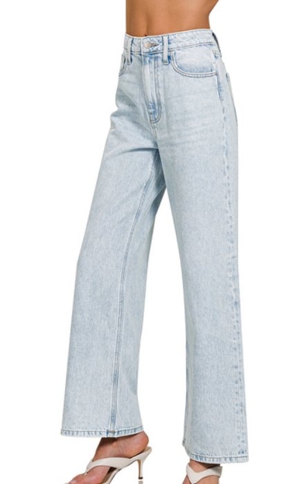 Wide Leg Straight Denim Pants - Arrowhead Boutique