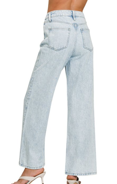 Wide Leg Straight Denim Pants - Arrowhead Boutique