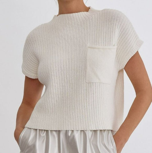 Mock Neck Crop Sweater - Arrowhead Boutique