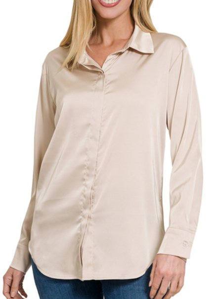 Satin Button down - Arrowhead Boutique